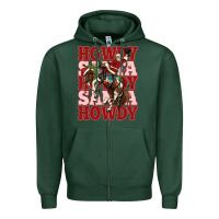 Sports Green howdy santa cowboy christmas Zipper Hoodie - MaliasSmallBusiness