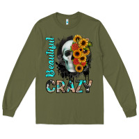 Army Green beautiful crazy skull Long Sleeve Tee - JahusDesignShop