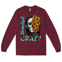 Burgundy beautiful crazy skull Long Sleeve Tee - JahusDesignShop
