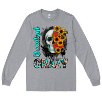 Heather Grey beautiful crazy skull Long Sleeve Tee - JahusDesignShop