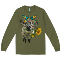 Army Green cute hempshire sheep with eyeglasses Long Sleeve Tee - LillyAllenDesigns