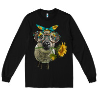 Black cute hempshire sheep with eyeglasses Long Sleeve Tee - LillyAllenDesigns