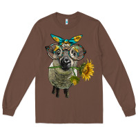 Chestnut cute hempshire sheep with eyeglasses Long Sleeve Tee - LillyAllenDesigns
