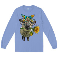 Colony Blue cute hempshire sheep with eyeglasses Long Sleeve Tee - LillyAllenDesigns