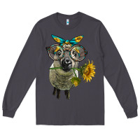 Smoke cute hempshire sheep with eyeglasses Long Sleeve Tee - LillyAllenDesigns