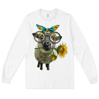 White cute hempshire sheep with eyeglasses Long Sleeve Tee - LillyAllenDesigns