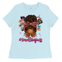 Baby Blue small business afro messy bun Ladies Tee - texasbilliewilder