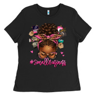 Black small business afro messy bun Ladies Tee - texasbilliewilder