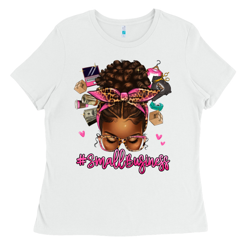 Small Business Afro Messy Bun Ladies Tee by texasbilliewilder | Teevron