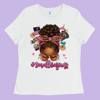 Ladies Tee small business afro messy bun