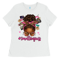 White small business afro messy bun Ladies Tee - texasbilliewilder