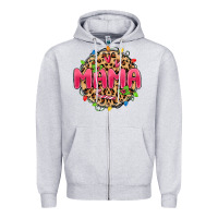 Heather Grey mama christmas lights Zipper Hoodie - MaliasSmallBusiness