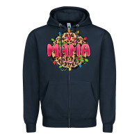 Navy mama christmas lights Zipper Hoodie - MaliasSmallBusiness