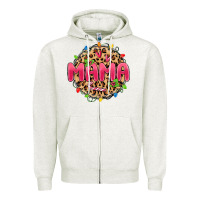 Oatmeal Heather mama christmas lights Zipper Hoodie - MaliasSmallBusiness