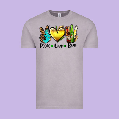 Peace Love Beer Vintage Tee Designed By Adodesignshop