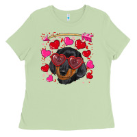 Matcha valentine's day  dachshund puppy Ladies Tee - RanaPortraitStore