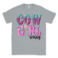 Heather Grey cowgirl sassy with pink cowgirl Classic Tee - NancyCooperArtShop
