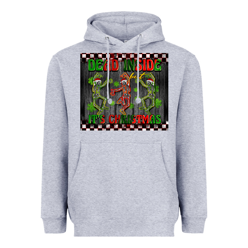 Dead Inside But It's Christmas Dancing Skeletons Heavyweight Hoodie by BarkalooDesign | Teevron