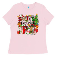 Bubblegum Pink santa's favorite pt Ladies Tee - Zillion Design Studio
