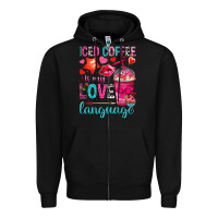 Black iced coffee is my love language Zipper Hoodie - NancyCooperArtShop
