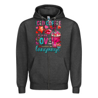 Charcoal Heather iced coffee is my love language Zipper Hoodie - NancyCooperArtShop