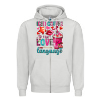 Dove Grey iced coffee is my love language Zipper Hoodie - NancyCooperArtShop