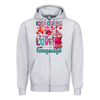 Heather Grey iced coffee is my love language Zipper Hoodie - NancyCooperArtShop