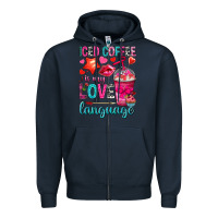 Navy iced coffee is my love language Zipper Hoodie - NancyCooperArtShop
