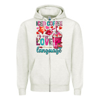 Oatmeal Heather iced coffee is my love language Zipper Hoodie - NancyCooperArtShop