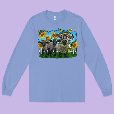 Cute Hempshire Sheep Family Long Sleeve Tee Designed By Lillyallendesigns