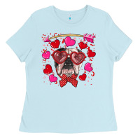 Baby Blue Valentine's day  english bulldog Ladies Tee - RanaPortraitStore
