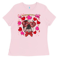 Bubblegum Pink Valentine's day  english bulldog Ladies Tee - RanaPortraitStore