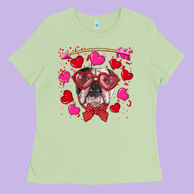 Ladies Tee Valentine's day  english bulldog
