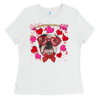 White Valentine's day  english bulldog Ladies Tee - RanaPortraitStore