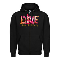 Black love pink christmas gnome Zipper Hoodie - NancyCooperArtShop