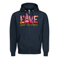Navy love pink christmas gnome Zipper Hoodie - NancyCooperArtShop
