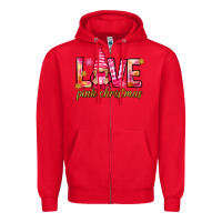 Red love pink christmas gnome Zipper Hoodie - NancyCooperArtShop