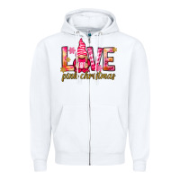 White love pink christmas gnome Zipper Hoodie - NancyCooperArtShop