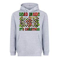 Heather Grey dead inside but it's christmas dancing skeletons Heavyweight Hoodie - BarkalooDesign