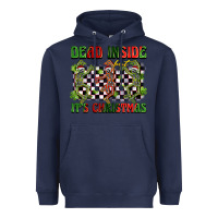 Navy dead inside but it's christmas dancing skeletons Heavyweight Hoodie - BarkalooDesign