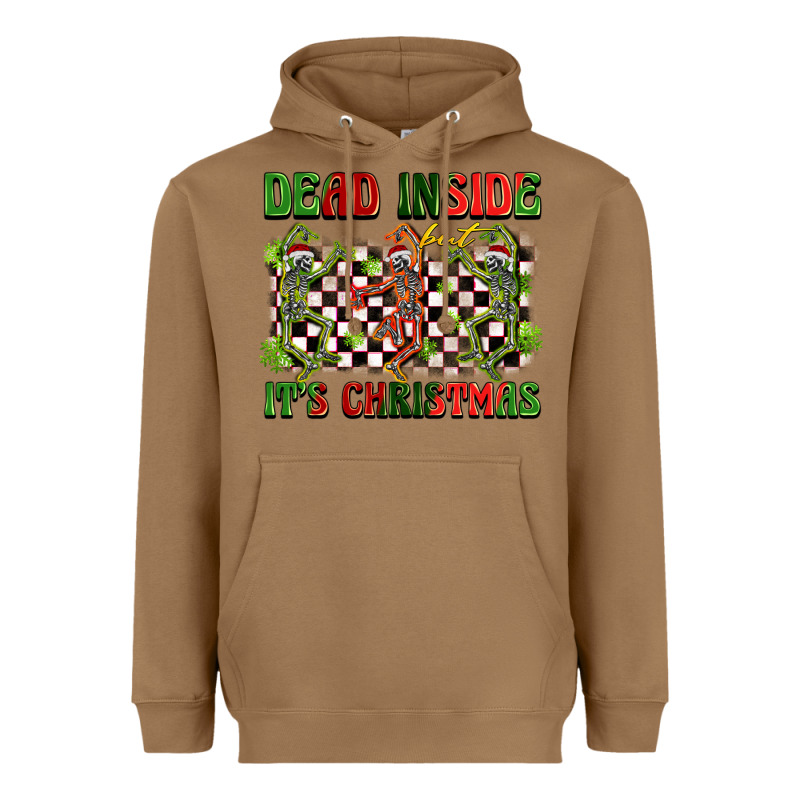 Dead Inside But It's Christmas Dancing Skeletons Heavyweight Hoodie by BarkalooDesign | Teevron