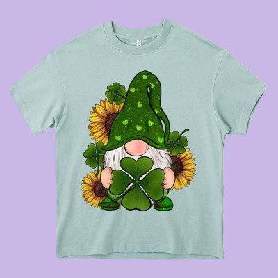 St Patricks Day Shamrock Gnomes  Sunflowers Heavy Core Tee Designed By Ranaportraitstore
