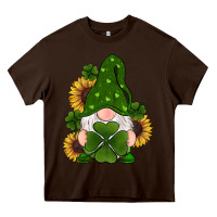 Chocolate Brown st patricks day shamrock gnomes  sunflowers Heavy Core Tee - RanaPortraitStore