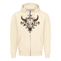 Sandshell bull skull with aztec Zipper Hoodie - MaliasSmallBusiness