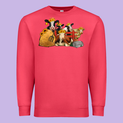 Farm Animals With Sunflower Headbands Premium Sweatshirt Designed By Jasminsmagicworld