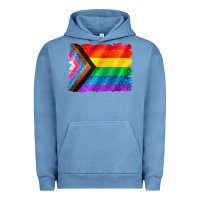 Pigment Pebble Blue Pride flag background Urban Hoodie - CowGirlArtShop