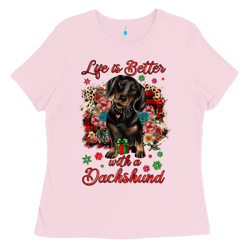 Christmas Life Is Better With A Dachshund Ladies Tee by JahusDesignShop | Teevron