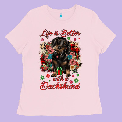 Christmas Life Is Better With A Dachshund Ladies Tee Designed By Jahusdesignshop