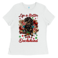White Christmas life is better with a dachshund Ladies Tee - JahusDesignShop