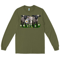 Army Green baby sheeps with daisies Long Sleeve Tee - LillyAllenDesigns